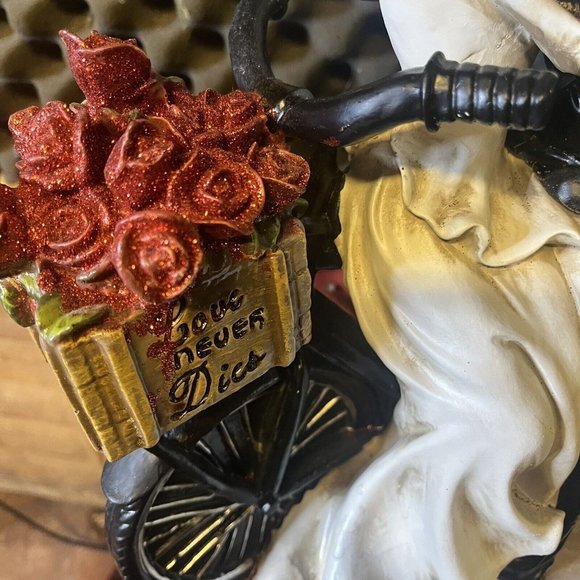 Rachel Zoe Day of the Dead Love Never Dies Bike Couple Skeleton Statue Figurine - Picture 2 of 8